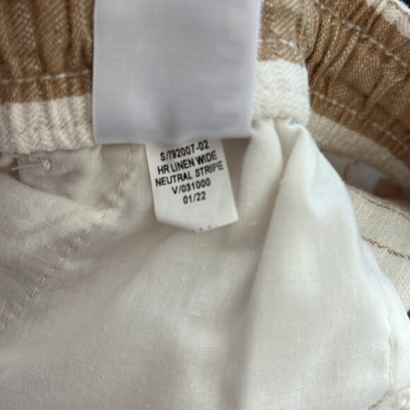 Old Navy High Rise Linen Wide Leg Pants Neutral Stripe Lagenlook Boho Coastal L - Picture 8 of 8
